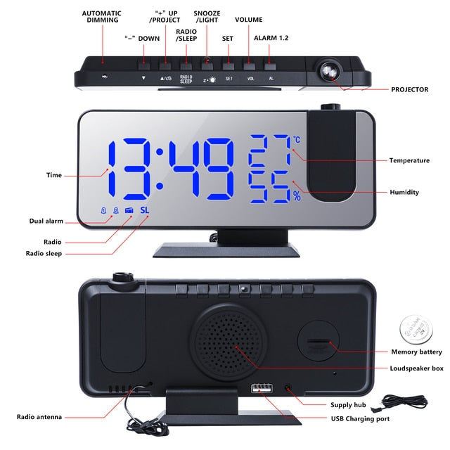 LED Digital Projection Clock - {{ nanatechno }}